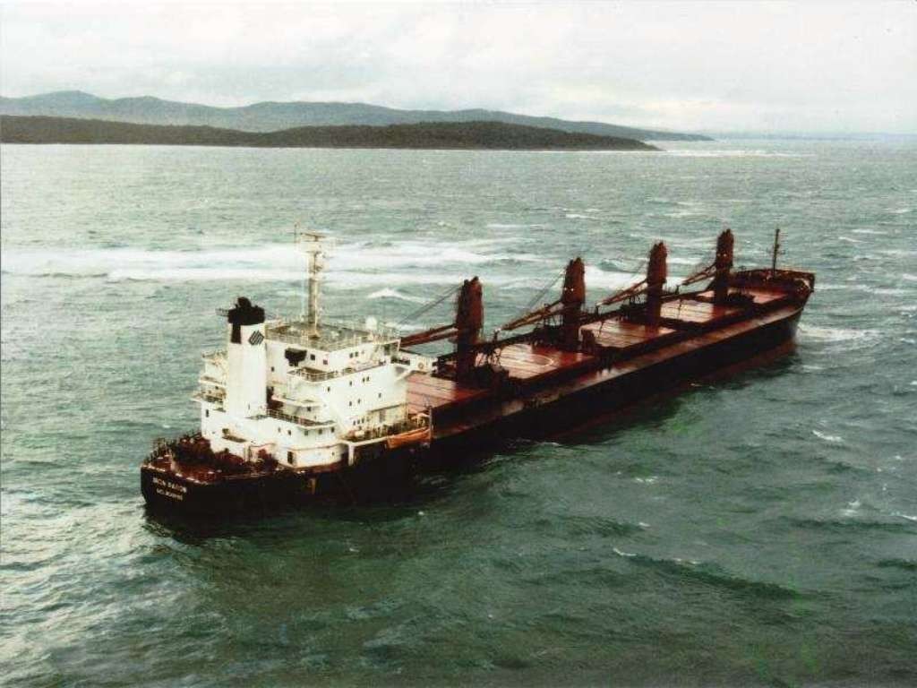 The Iron Baron, aground in the mouth of the Tamar River. © Carl Hyland